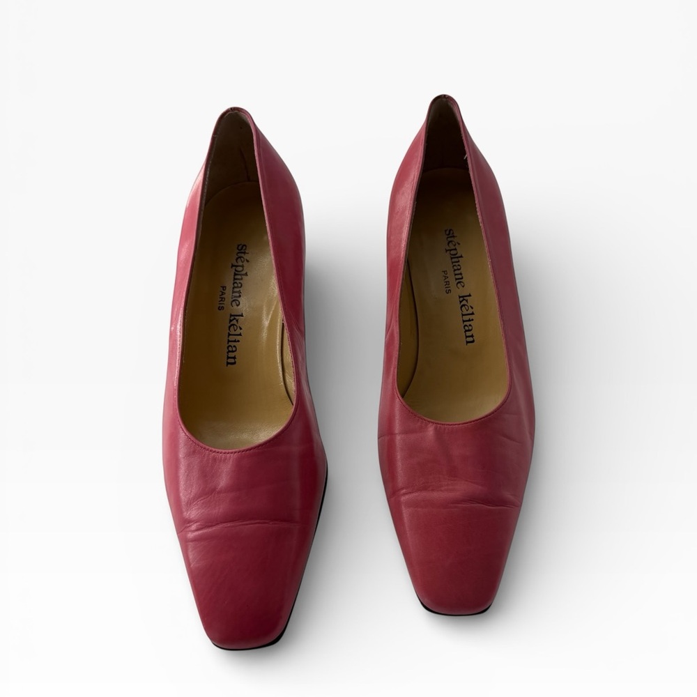 Vintage Made in Paris Stephane Kélian Pink Leather Classic Pumps‎ Feminine Shoes